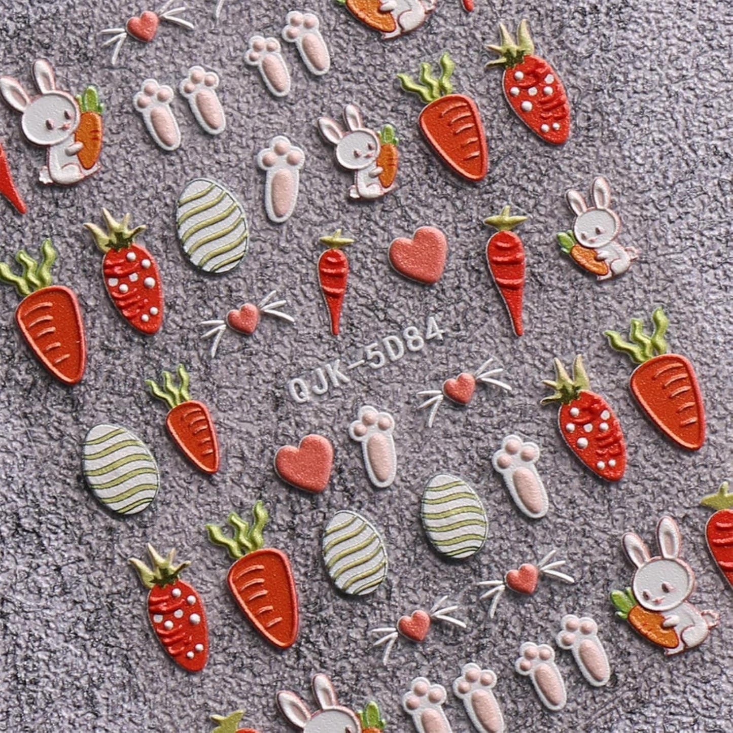 JMEOWIO 6 Blatt 3D Nagelsticker Ostern Nail Art Sticker Selbstklebend Nagelaufkleber 5D Stereoscopico Süßer Hase Ei Dekoration Nageldesign Zubehör
