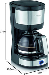 Macchina per caffè espresso compatta SEVERIN, caffè aromatico con macchina da caffè fino a 4 tazze, macchina per caffè espresso con filtro e filtro oscillante permanente, acciaio inossidabile/nero, KA 4808