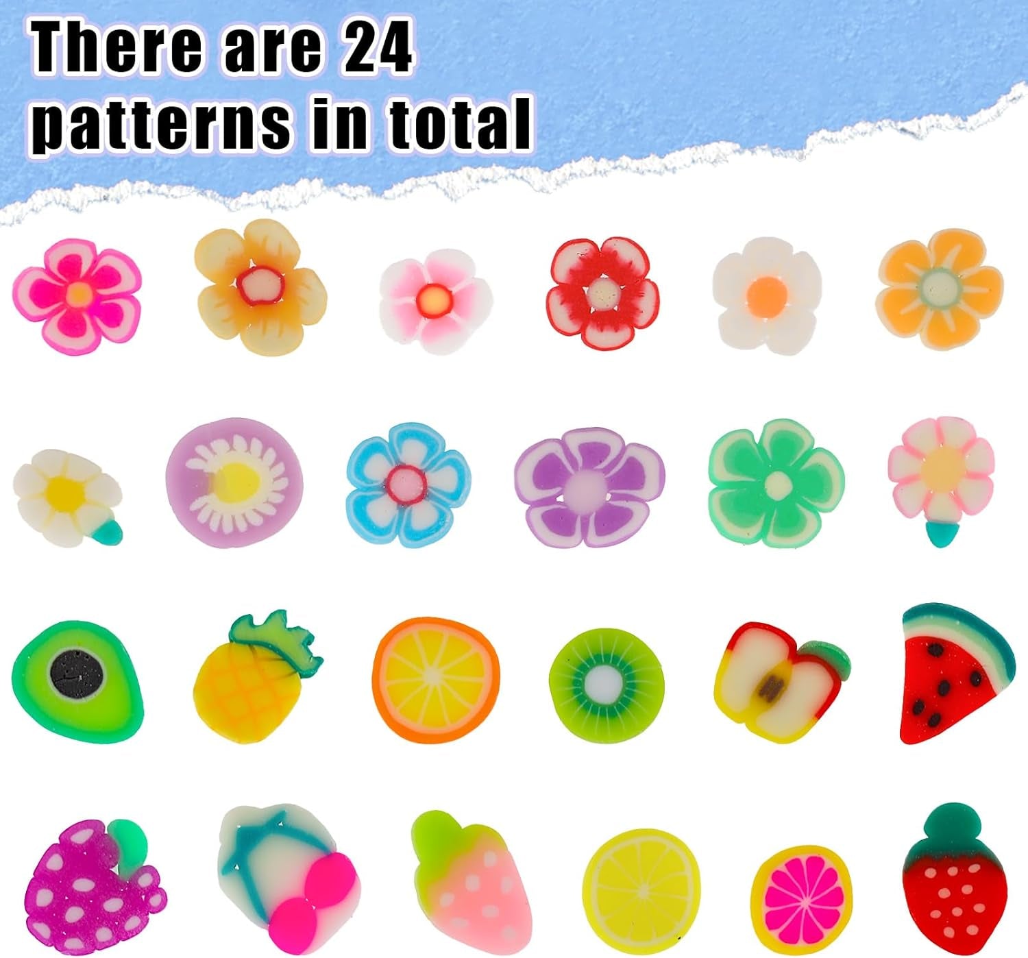 1000 Stk Nagel Obst Scheiben, Nagelkunst Fruchtscheiben Charms Cute Obst-Blumen Charms Set misto Mini 3D Obstscheibe Nail Art Zum Nagelkunst Handy Deko DIY Schleimbasteln Ornament Scrapbooking