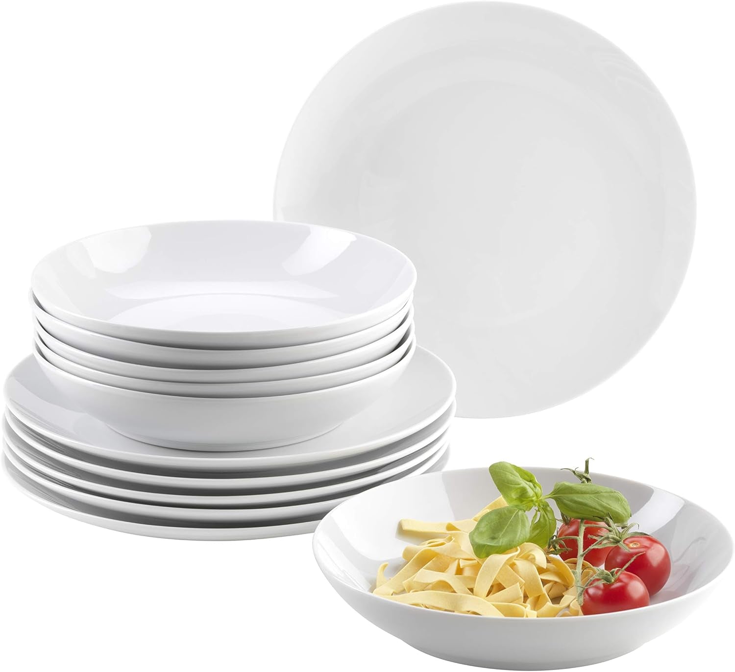 Servizio da tavola Mäser Barca per 6 persone, set da 12, porcellana, bianco