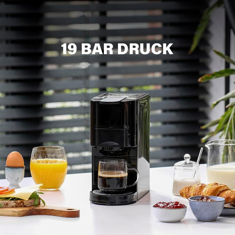 Macchina per caffè espresso multicapsule Princess 4 in 1 - 1450 watt, capsule, cialde, caffè macinato, senza BPA, 249450, 01.249450.01.001, nero, argento