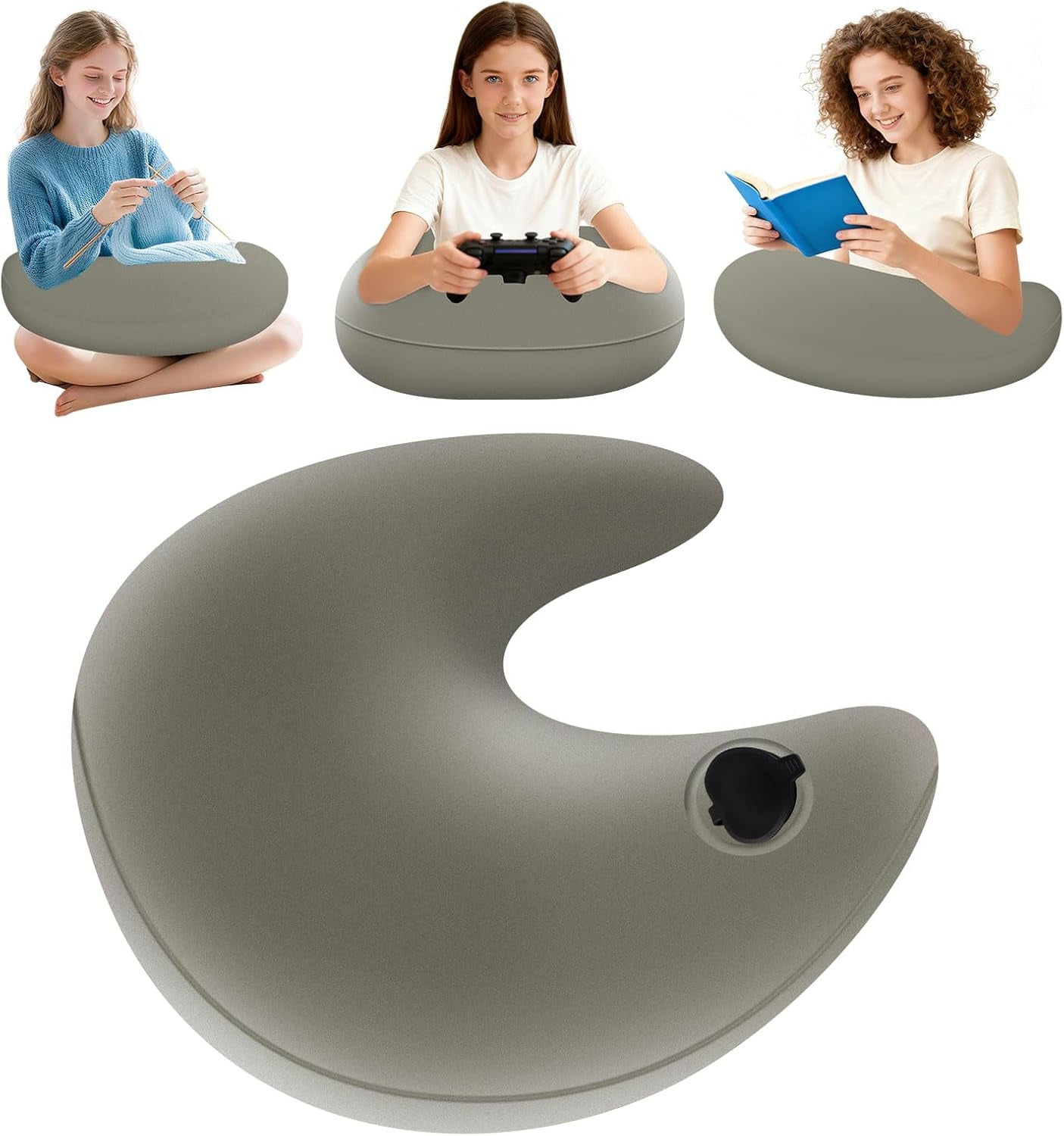 Cuscino da lettura e cuscino da gioco, cuscino da lettura gonfiabile portatile con custodia, cuscino ergonomico all'uncinetto per leggere, giocare, lavorare all'uncinetto e