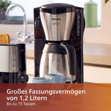 PHILIPS Café Gaia Macchina per caffè espresso con filtro - Caraffa termica in acciaio inossidabile, Sistema antigoccia, Aroma intenso, Spegnimento automatico, 1300 ml, Nero (HD7546/20)