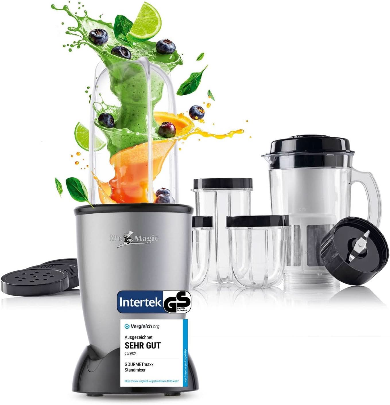 Gourmetmaxx Mr Magic Blender, Smoothie Maker con pacchetto accessori Xxl Naty Shop