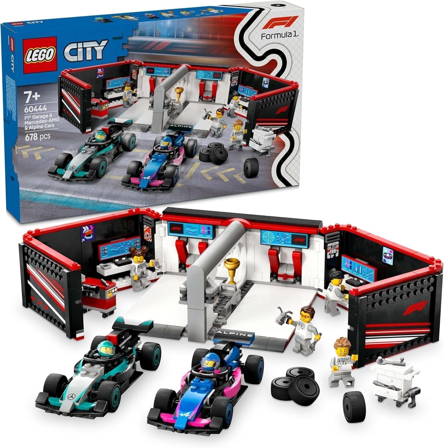 Garage F1 LEGO City con auto da corsa Mercedes-Amg e Alpine - Auto da corsa di Formula 1 con 2 piloti e 4 minifigure meccaniche - Regalo per ragazzi e ragazze 7+ e fan 60444 Set di costruzione Beuche den LEGO-Store Titolo predefinito