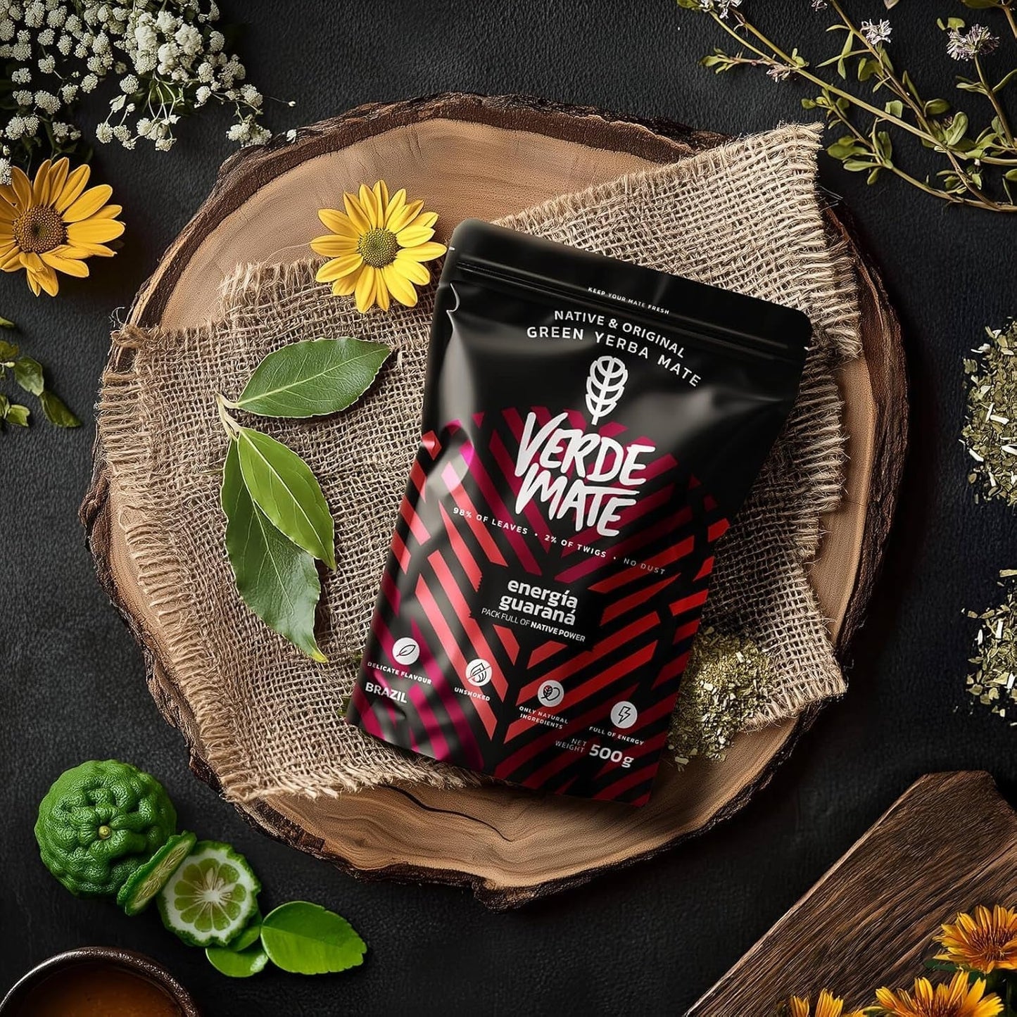 Green Mate Green Organica Energia Guaranà 500G | Tè Yerba Mate biologico dal Brasile | Contenuto di caffeina naturale | Tè Mate biologico