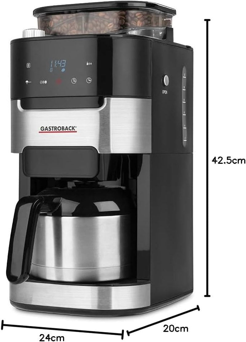 Macchina per caffè espresso termica GASTROBACK Grind & Brew Pro, argento, nero