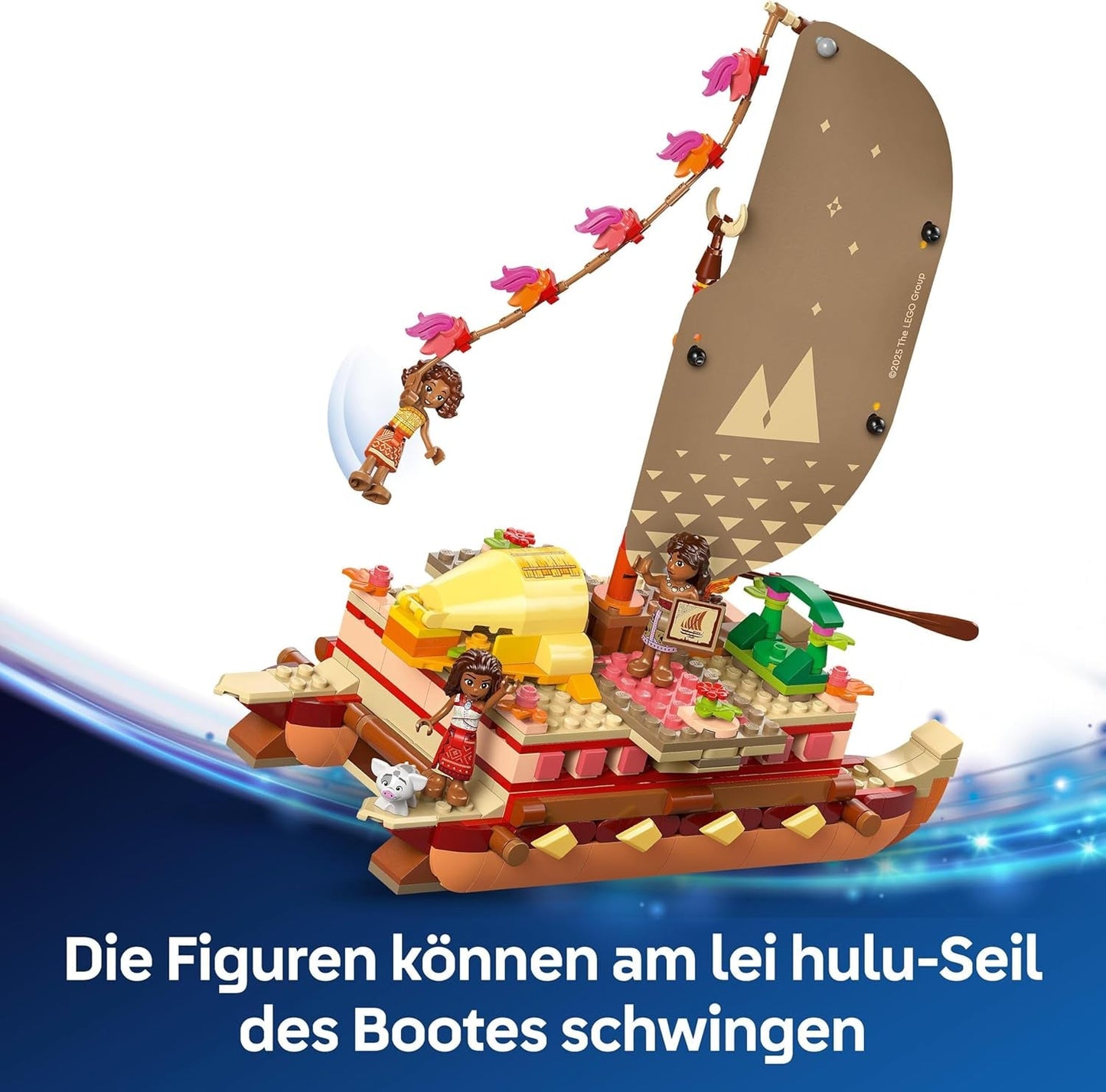 LEGO® Disney Moana 2: La zattera delle avventure di Moana - Barca giocattolo con vele, ponte rimovibile, falò e 3 mini-doll tra cui Loto e Moni - Regalo per ragazze 6+ e fan - 43270 Set di costruzione Beuche den LEGO-Store