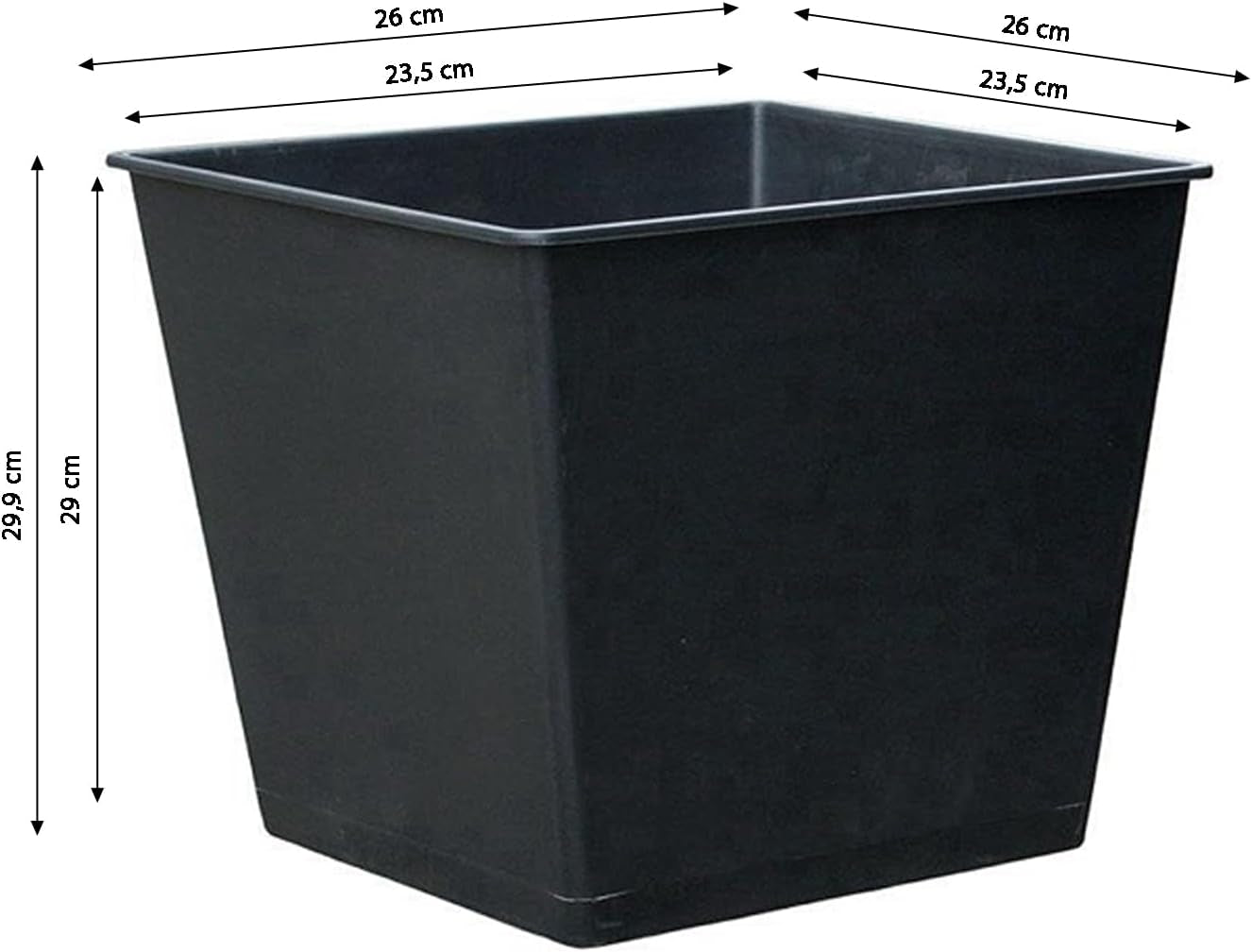 Pentola universale Dehner, plastica, nera, 30 x 26 x 26 cm