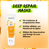 SANTE Natural Cosmetics Deep Repair Mask Squalane + 3x complesso proteico, maschera per capelli vegana per idratazione intensa e capelli flessibili, ripara e rigenera i capelli danneggiati, 150 ml Naty Shop Hair Mask