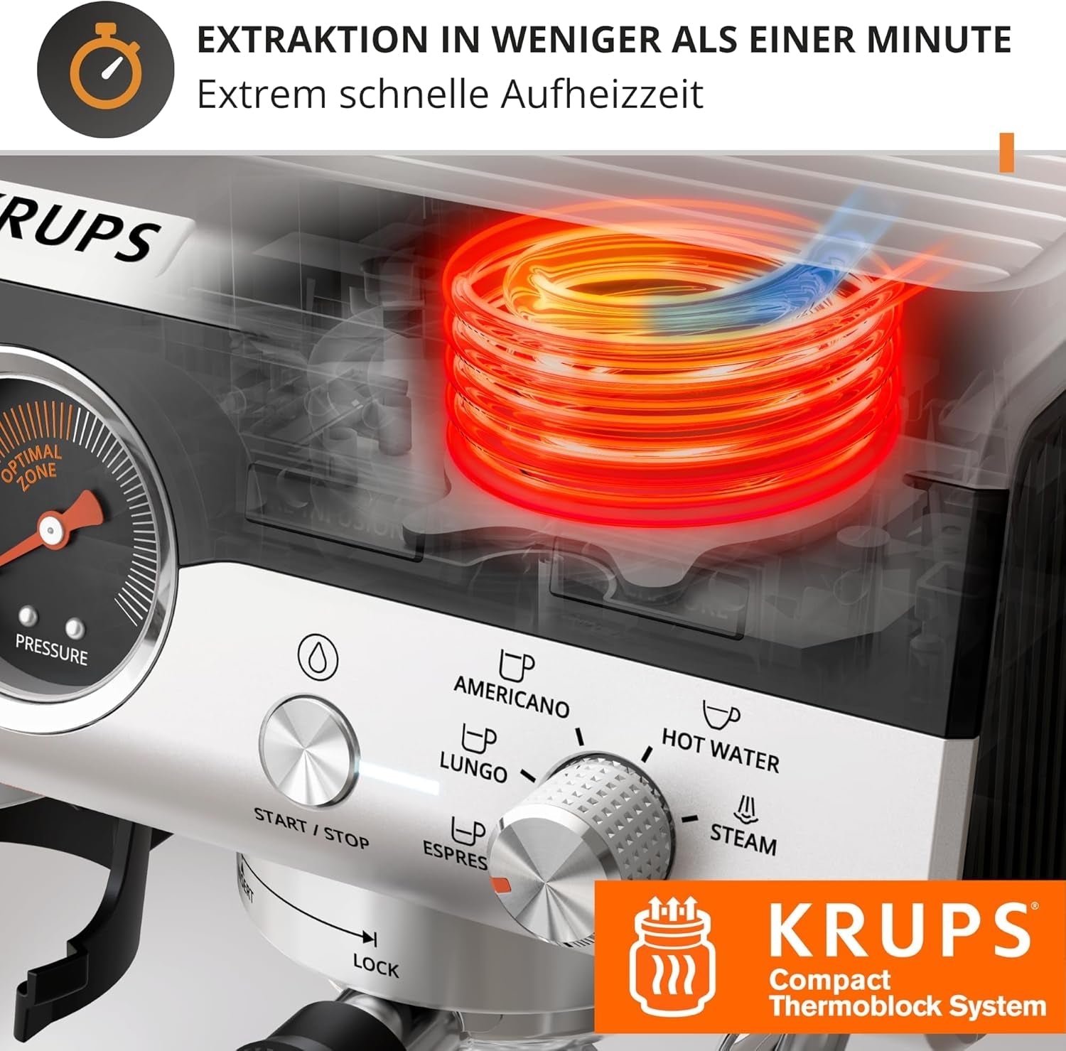 Macchina per caffè espresso manuale Krups Precision con portafiltro e macinacaffè, macchina per caffè barista con pannello di controllo intuitivo, impostazioni di pre-infusione, macchina per caffè espresso con ugello vapore, riscaldamento rapido, XP801T10