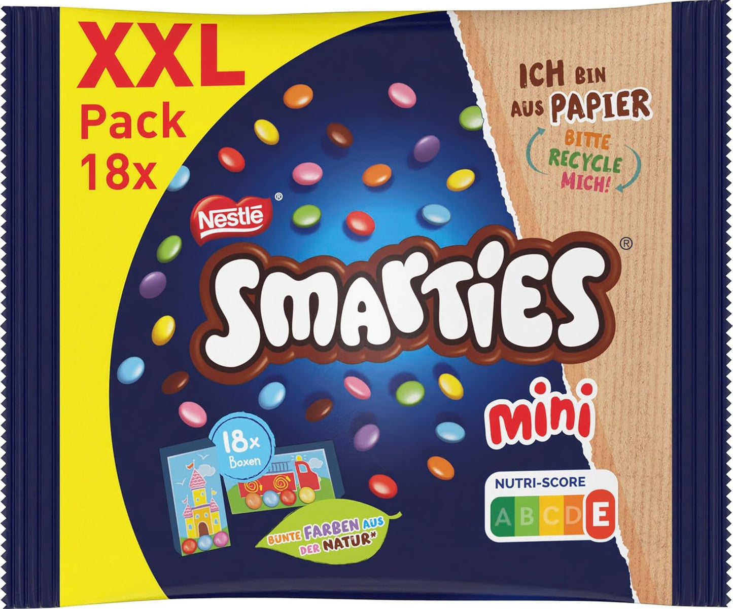 Buste Nestlé SMARTIES Mini XXL, lenticchie colorate con cioccolato, ideali da condividere e gustare con la famiglia e gli amici, colori naturali, confezione riciclabile, 1 confezione (1 x 259 g)