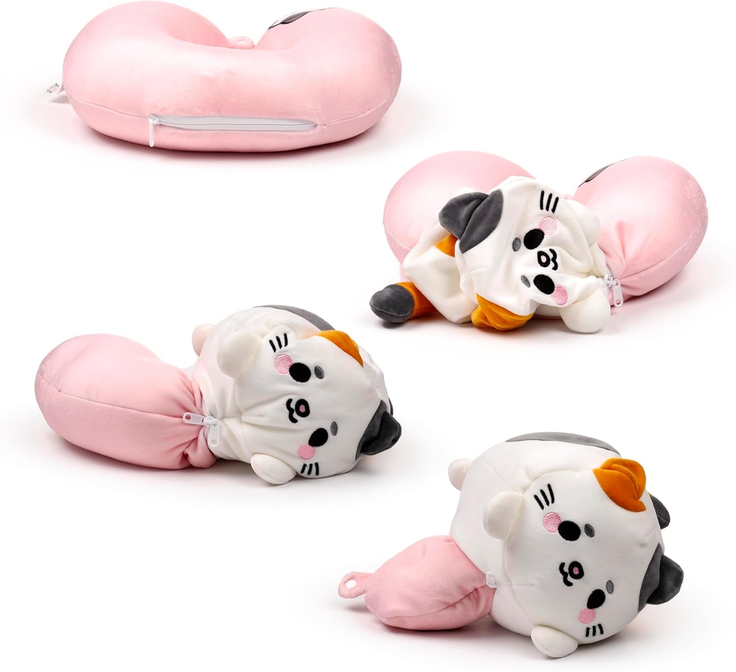Puckator Swapseazzz Peluche Cuscino da Viaggio 2 in 1 Lola La Gatta Bianco Cuscini da Viaggio Standard Naty Shop