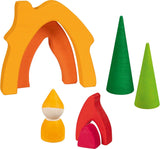 Goki 58427 - Casa dei nani - Goki Evolution - Realizzata in legno di acero di alta qualità - 7 parti - Vernici colorate a base d'acqua - Prodotto in Europa Case delle bambole Naty Shop