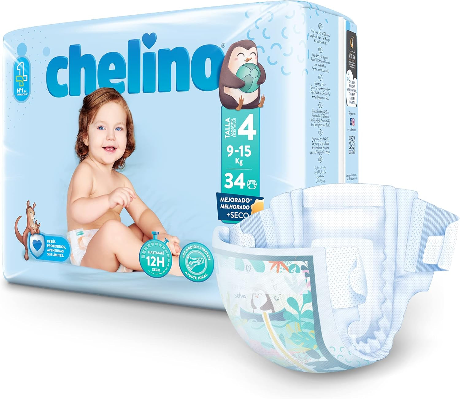 Pannolini per bambini Fashion & Love taglia 4 (9-15 kg), 34 pezzi