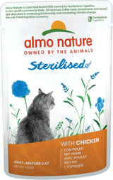 Almo Nature Functional - Sterilized - Alimento umido per gatti adulti e anziani, sterilizzati o meno attivi - con merluzzo e pollo - Basso contenuto di grassi, idratante - 70g (confezione da 6)