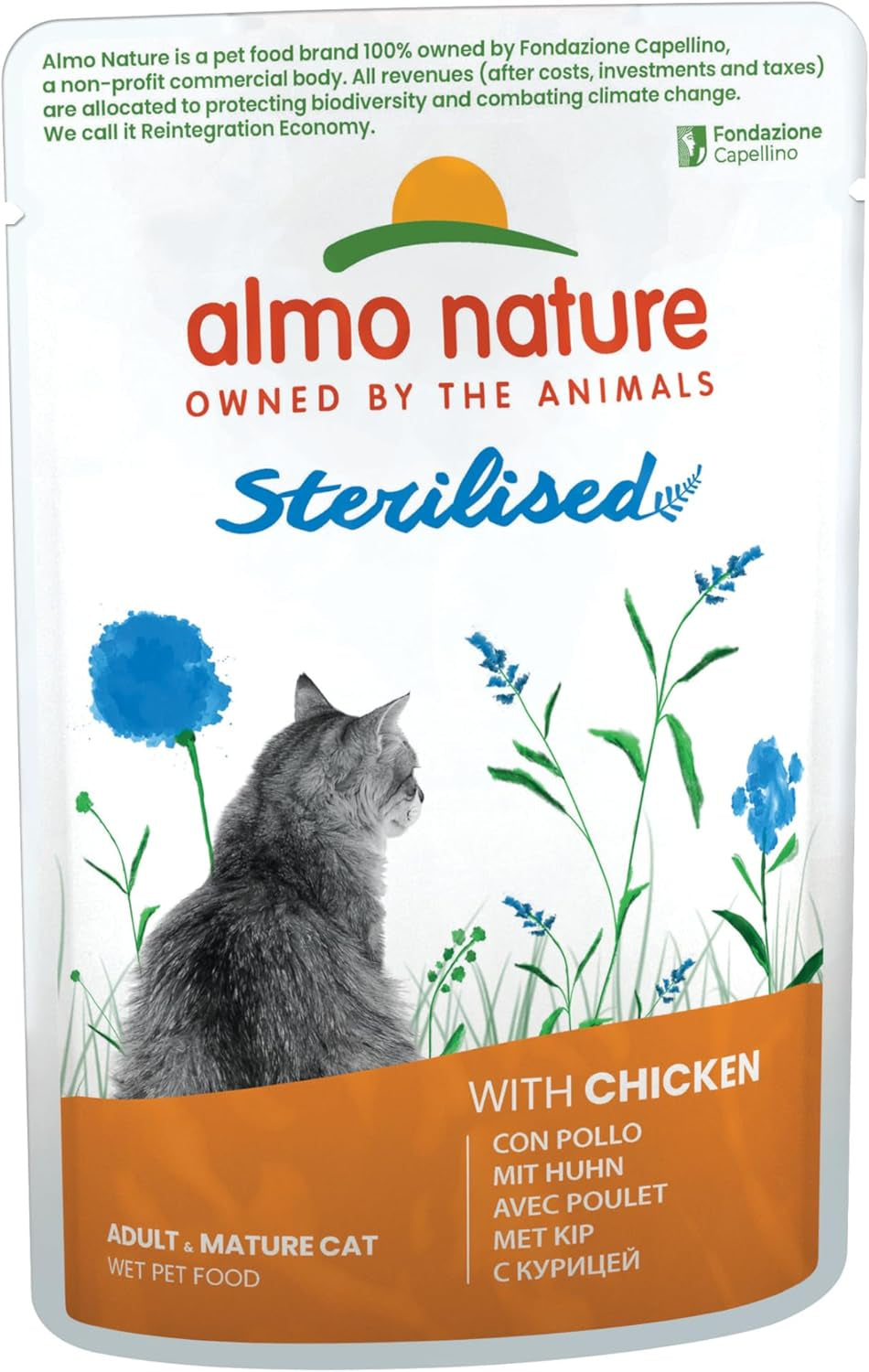 Almo Nature Functional - Sterilized - Alimento umido per gatti adulti e anziani, sterilizzati o meno attivi - con merluzzo e pollo - Basso contenuto di grassi, idratante - 70g (confezione da 6)