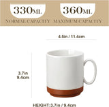Set tazze da caffè MALACASA, set di tazze in gres da 350 ml per 4 persone, tazze da caffè moderne per tè, succo di frutta, latte, cappuccino, cioccolata calda. Lavabile in lavastoviglie e adatta al microonde, serie TARA, bianco kaki