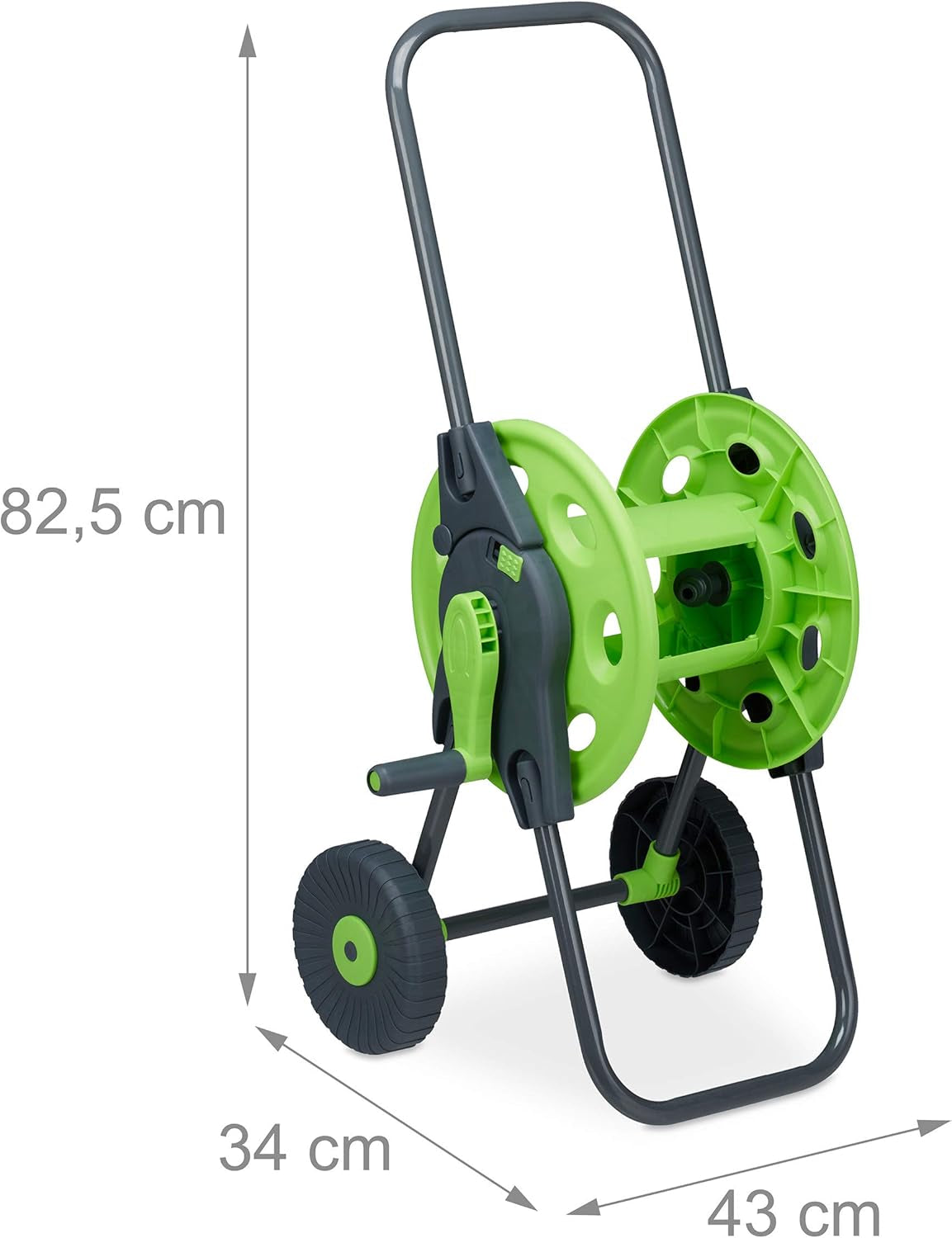 Relaxdays Carrello Portatubo 45m 1/2" Avvolgitubo Acqua Giardino 82,5x43x34cm Grigio-Verde