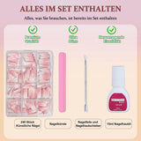 Set unghie finte ballerina - 240 pezzi di delicato rosa lilla per unghie finte, colla a copertura totale su unghie finte, set di punte per unghie finte per manicure e nail art per donne e ragazze (rosa lavanda)