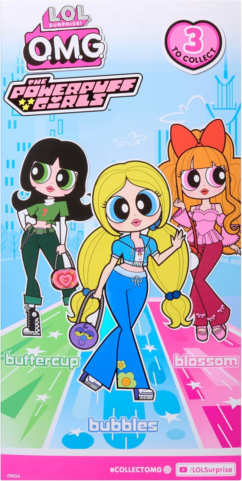 LOL. Sorpresa! OMG The Powerpuff Girls Puppe - Bubbles - Contiene 1 Modepuppe, vestito incluso e accessori, 3 zum Sammeln