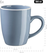 MÄSER 931844 Set di stoviglie moderne serie Elissa per 6, blu con bordo bianco, set combinato da 24 pezzi, ceramica
