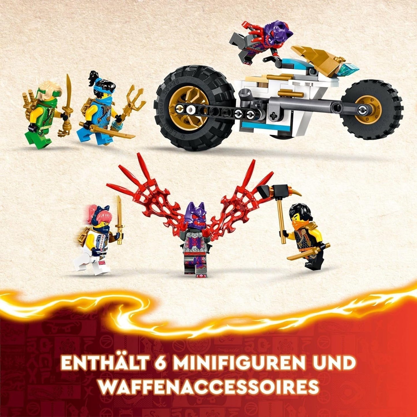 LEGO NINJAGO Ninja Team Combi Caterpillar 4 in 1 Set con aliante, auto da corsa e 2 motociclette e 6 minifigure Regalo per ragazzi e ragazze Giocattolo Ninja 71820 Set da costruzione Besuche den LEGO-Store