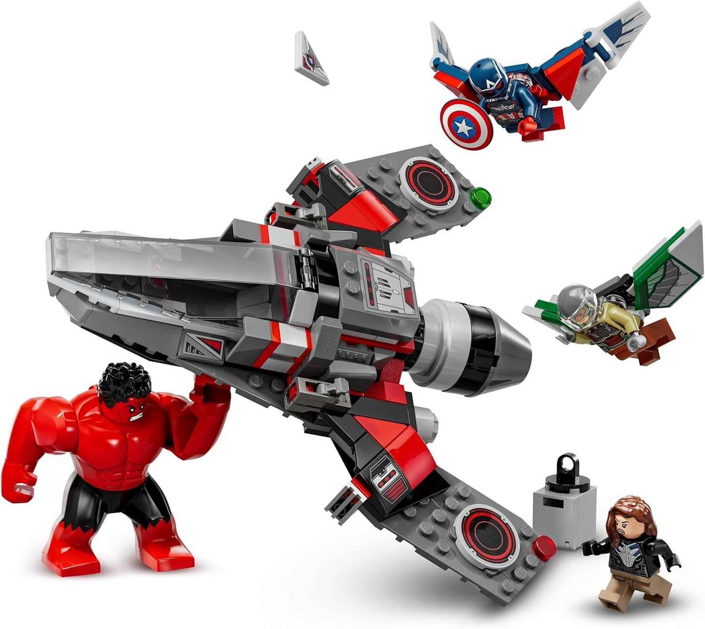 LEGO Marvel Resa dei conti tra Capitan America e Hulk Rosso Regalo per bambini Jet Set costruibile Giocattolo da supereroe per ragazzi e ragazze Giocattolo da costruzione Avventura di 8 anni 76292 Set da costruzione Besuche den LEGO-Store
