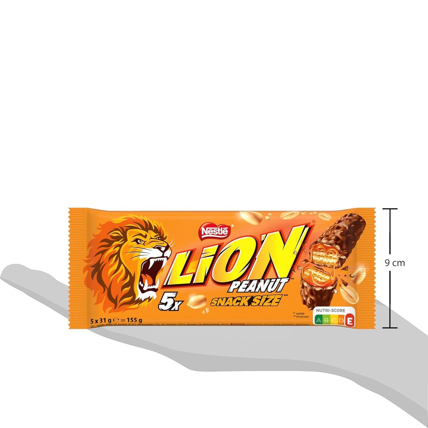 Tavoletta di cioccolato alle arachidi ricoperta di cioccolato al latte, delizioso ripieno al caramello, arachidi e wafer croccante, confezione di caramelle sfuse, 1 confezione (5 x 31 g)