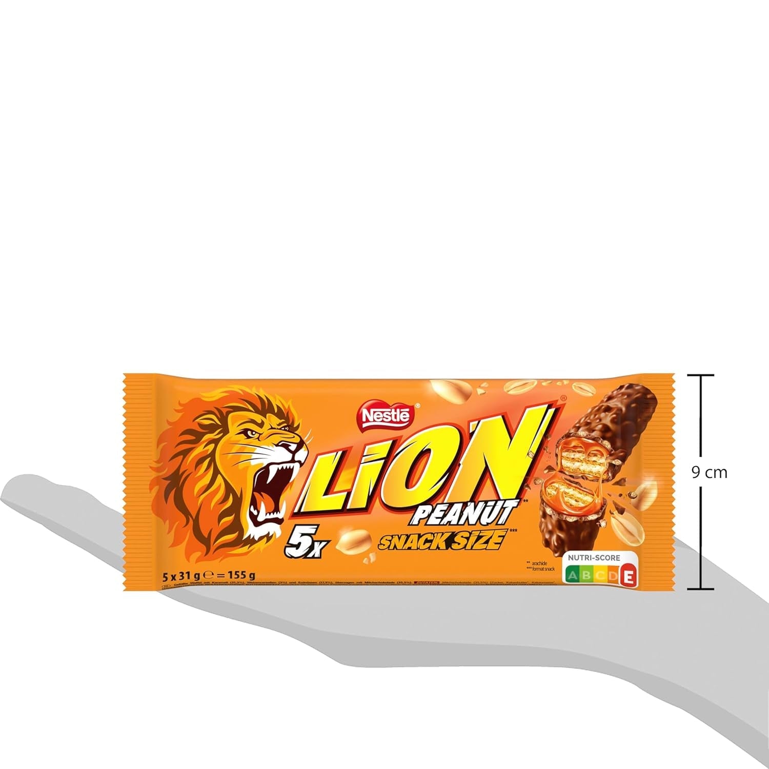Tavoletta di cioccolato alle arachidi ricoperta di cioccolato al latte, delizioso ripieno al caramello, arachidi e wafer croccante, confezione di caramelle sfuse, 1 confezione (5 x 31 g)
