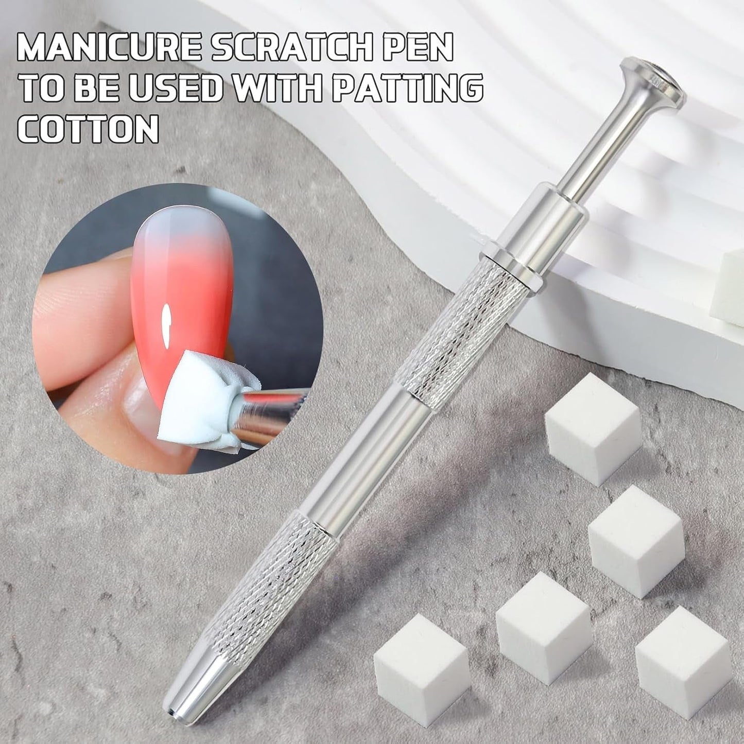 100 pezzi di nail art con foro per piercing, accessori per nail art con foro per piercing, applicatore con pennello in spugna, disegno di rendering artistico, per modelli di nail art sfumati.