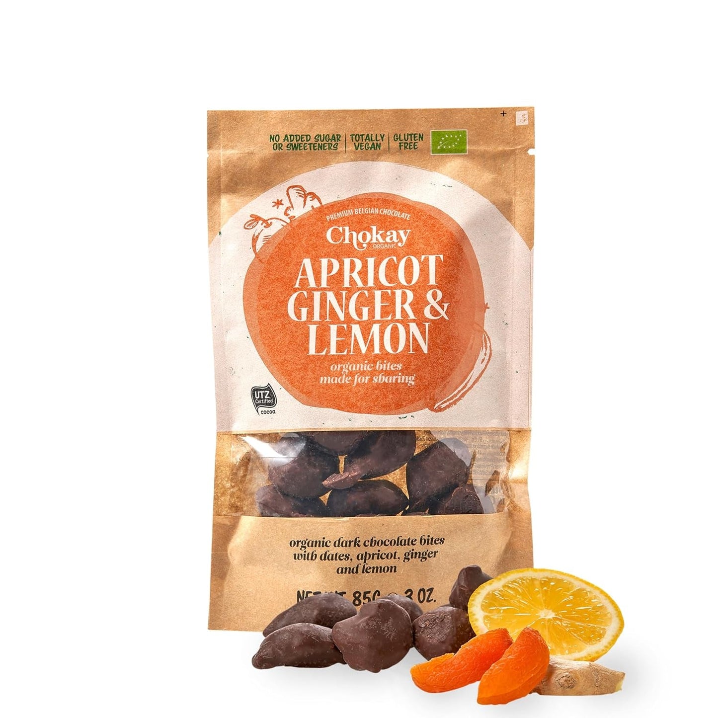 Bocconcini Biologici - Mandorle Alla Cannella e Mandorle Al Cioccolato Fondente Belga / Senza Zuccheri Aggiunti, Senza Dolcificanti / Vegano e Commercio Equo e Solidale / 1 x 85g