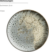 MÄSER Carellia set da colazione da 12 pezzi - ceramica dal Portogallo - smalto reattivo - 4 piatti da dessert 23 cm, 4 ciotole 15 cm, 4 tazze da caffè 430 ml - lavabili in lavastoviglie e microonde, grigio