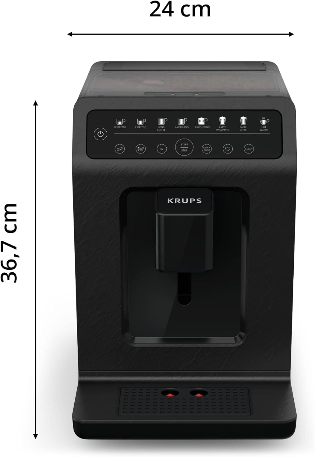Macchina per caffè espresso automatica Krups EA897B Evidence ECOdesign, funzione automatica espresso e cappuccino, tecnologia Quattro Force, tazze per il latte one-touch, 8 preimpostazioni, sistema del latte, 1450 W