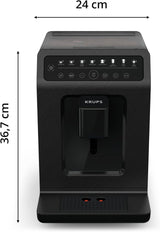 Macchina per caffè espresso automatica Krups EA897B Evidence ECOdesign, funzione automatica espresso e cappuccino, tecnologia Quattro Force, tazze per il latte one-touch, 8 preimpostazioni, sistema del latte, 1450 W