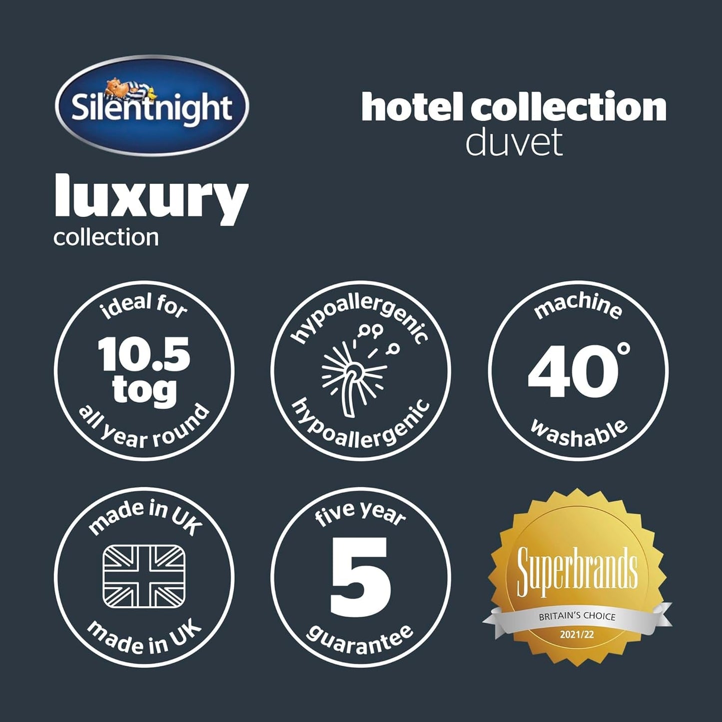 Piumino Silentnight Hotel Collection 10.5 Tog - letto matrimoniale, poliestere, bianco Piumini e trapunte Naty Shop