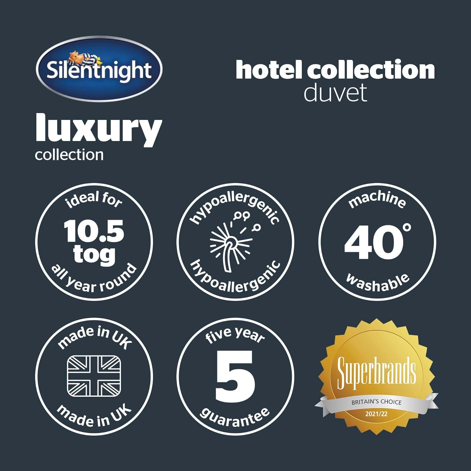 Piumino Silentnight Hotel Collection 10.5 Tog - letto matrimoniale, poliestere, bianco Piumini e trapunte Naty Shop