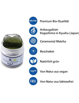 Matcha biologico premium dal Giappone, grado cerimoniale, senza pesticidi, polvere extra fine in scatola da 30 g, sapore di tè verde intenso e delicato, adatto per latte macchiato, frullati, grado cerimoniale