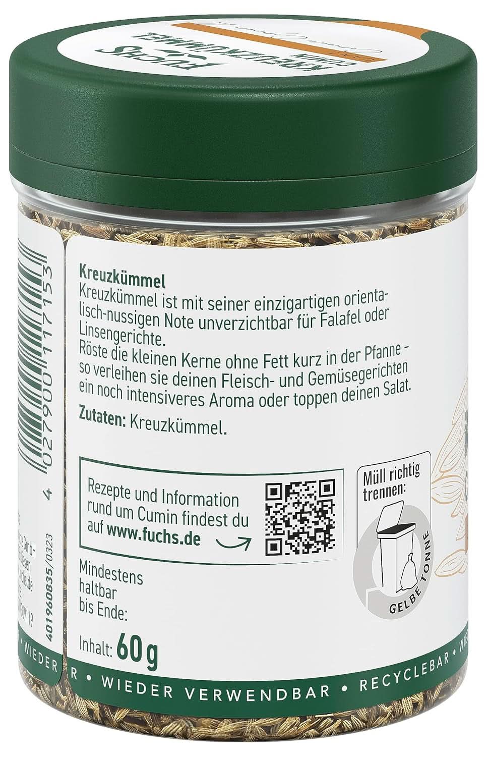 Fuchs - Cumino intero, 60 grammi Condimenti Naty Shop