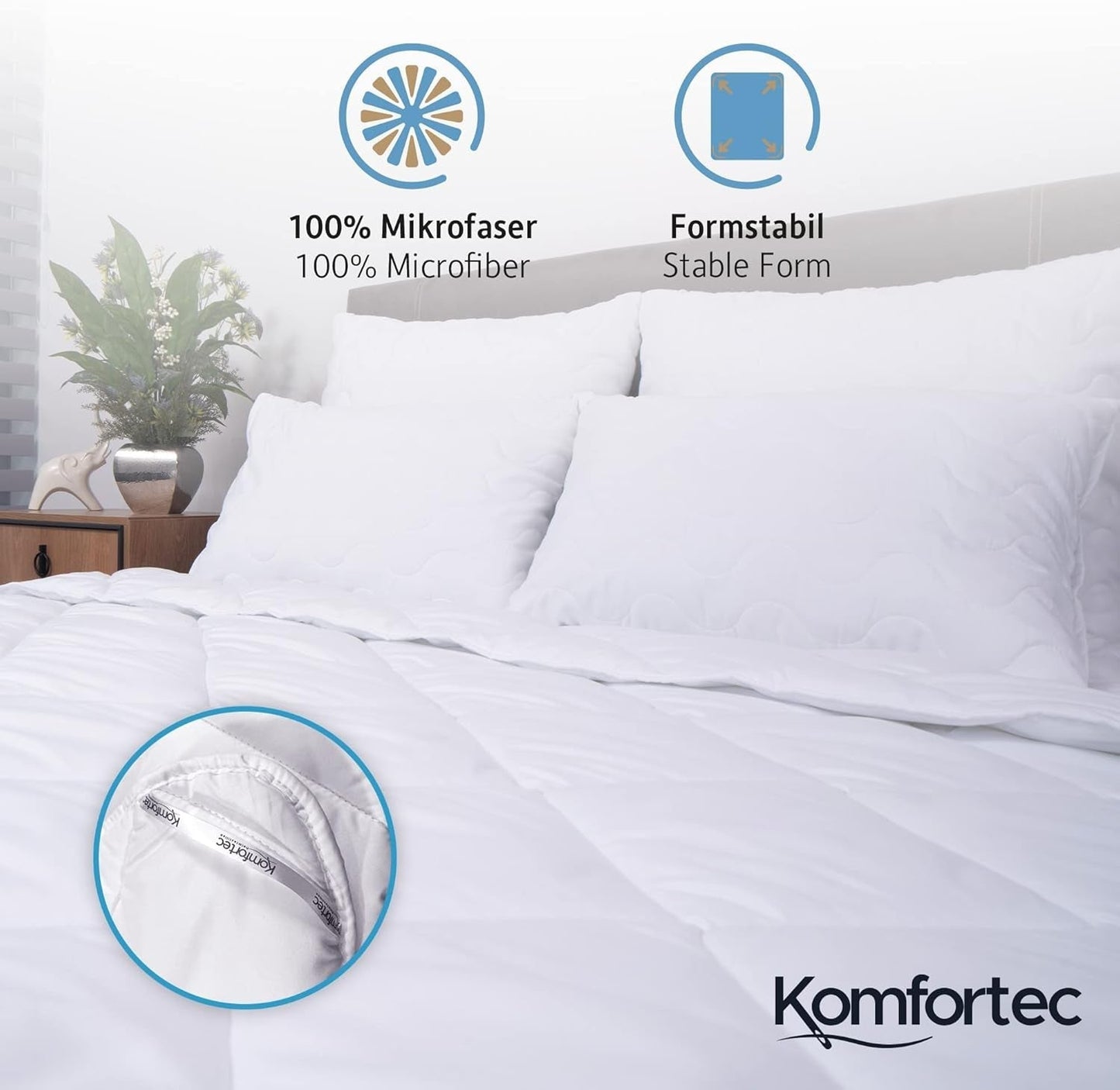 Coperta Estiva Komfortec 135X200 Cm, 170G/m², Coperta estiva sottile e leggera, coperta anallergica, Bianco Trapunte e Piumini Naty Shop
