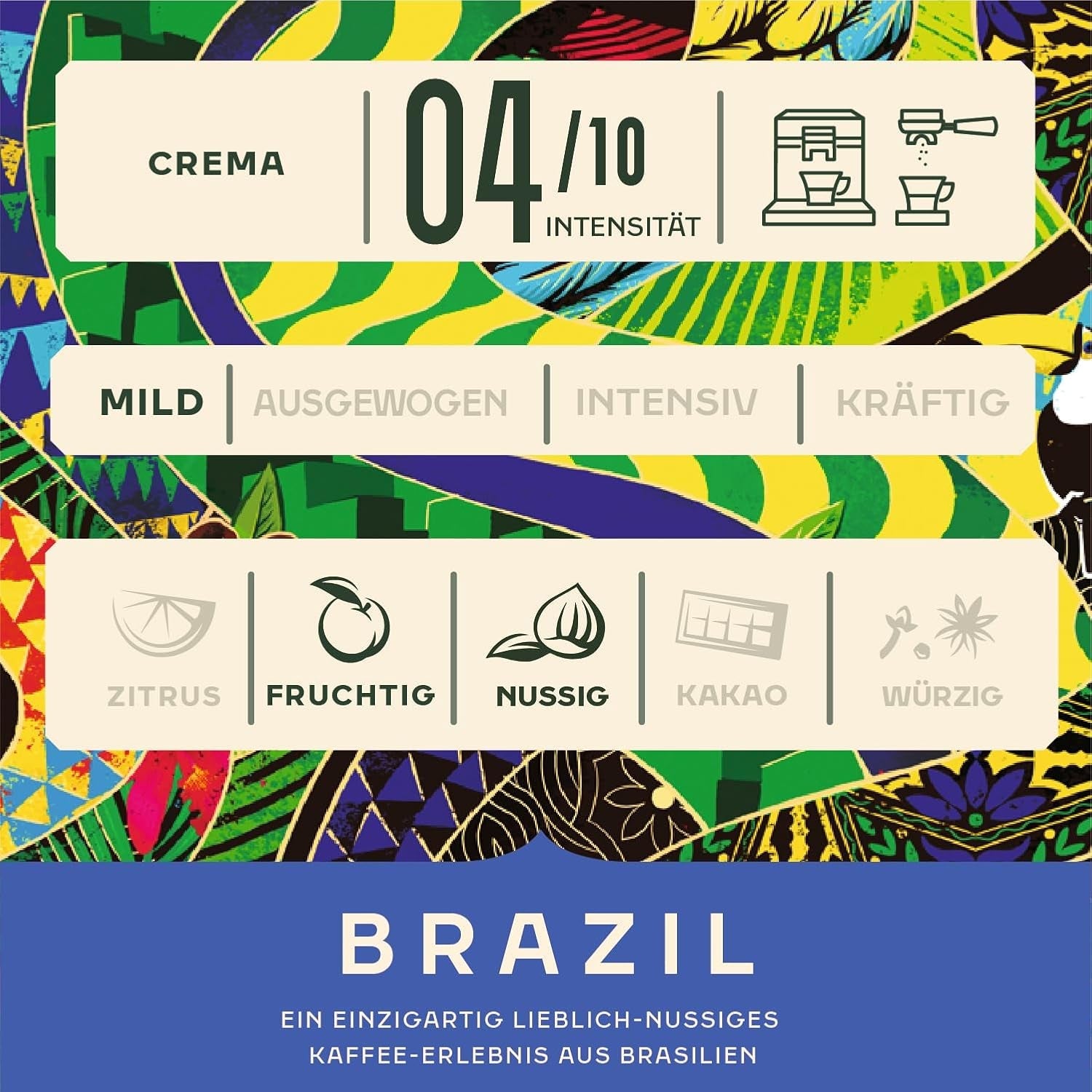 Jacobs Kaffeebohnen Origins Brazil, delicate-nutsiger Geschmack aus Brasilien, geröstet in Bremen, Intensität 4/10, Kaffee ganze Bohnen, 1 kg