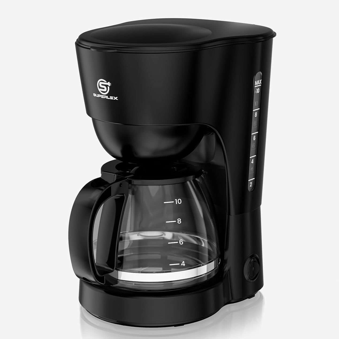Caffettiera con filtro da 1,25 l per 10 tazze di caffè con filtro, caraffa in vetro lavabile in lavastoviglie, thermos, sistema antigoccia, spegnimento automatico, 600 W, protezione contro l'ebollizione senza acqua per casa e ufficio