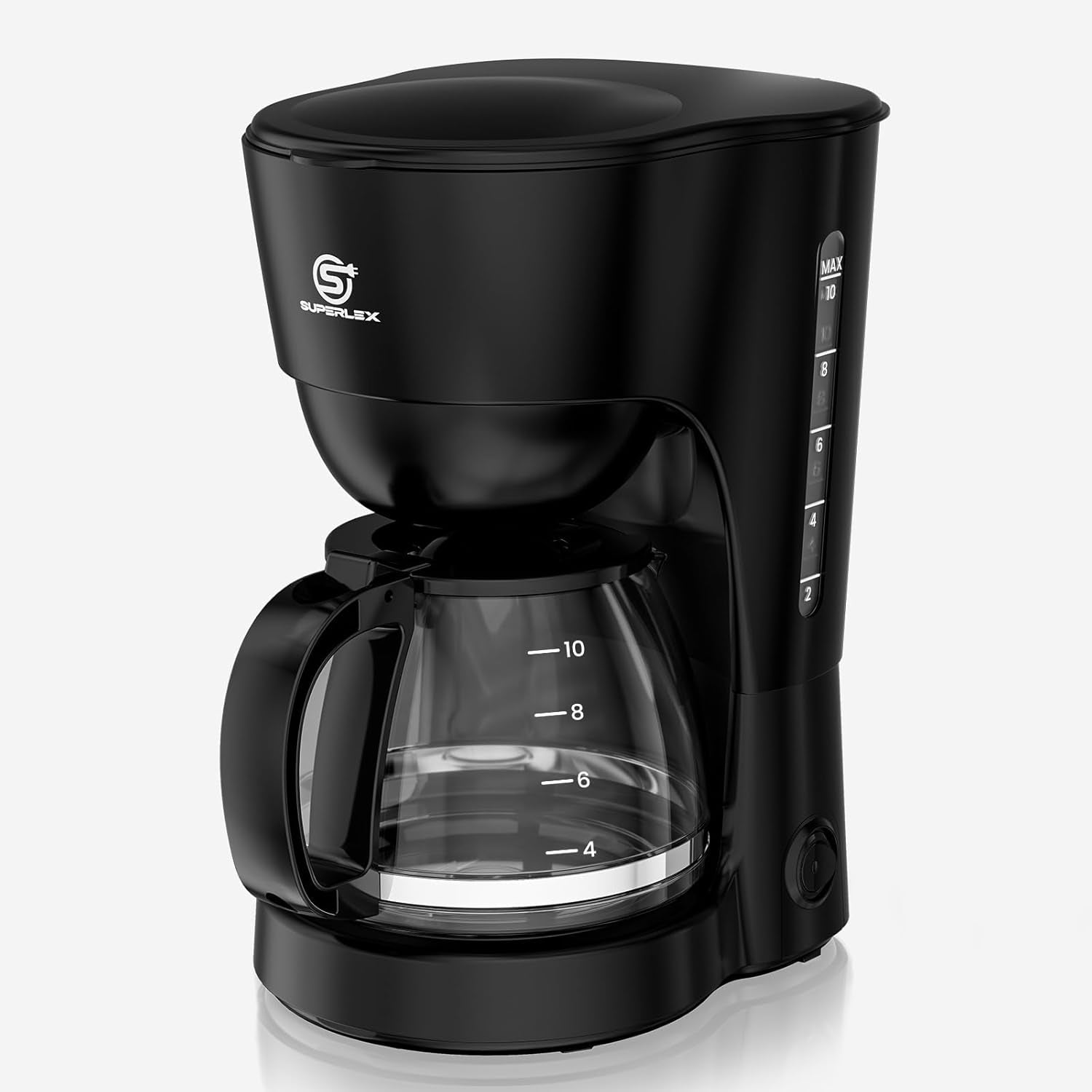 Caffettiera con filtro da 1,25 l per 10 tazze di caffè con filtro, caraffa in vetro lavabile in lavastoviglie, thermos, sistema antigoccia, spegnimento automatico, 600 W, protezione contro l'ebollizione senza acqua per casa e ufficio