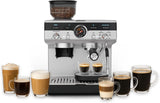 Macchina per caffè espresso manuale Krups Precision con portafiltro e macinacaffè, macchina per caffè barista con pannello di controllo intuitivo, impostazioni di pre-infusione, macchina per caffè espresso con ugello vapore, riscaldamento rapido, XP801T10