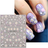 JMEOWIO 3D Nagelsticker Blumen Nail Art Sticker Selbstklebend Nagelaufkleber 5D Stereoscopico Estate Frühling Blumen Dekoration Nageldesign Zubehör 4 Blatt