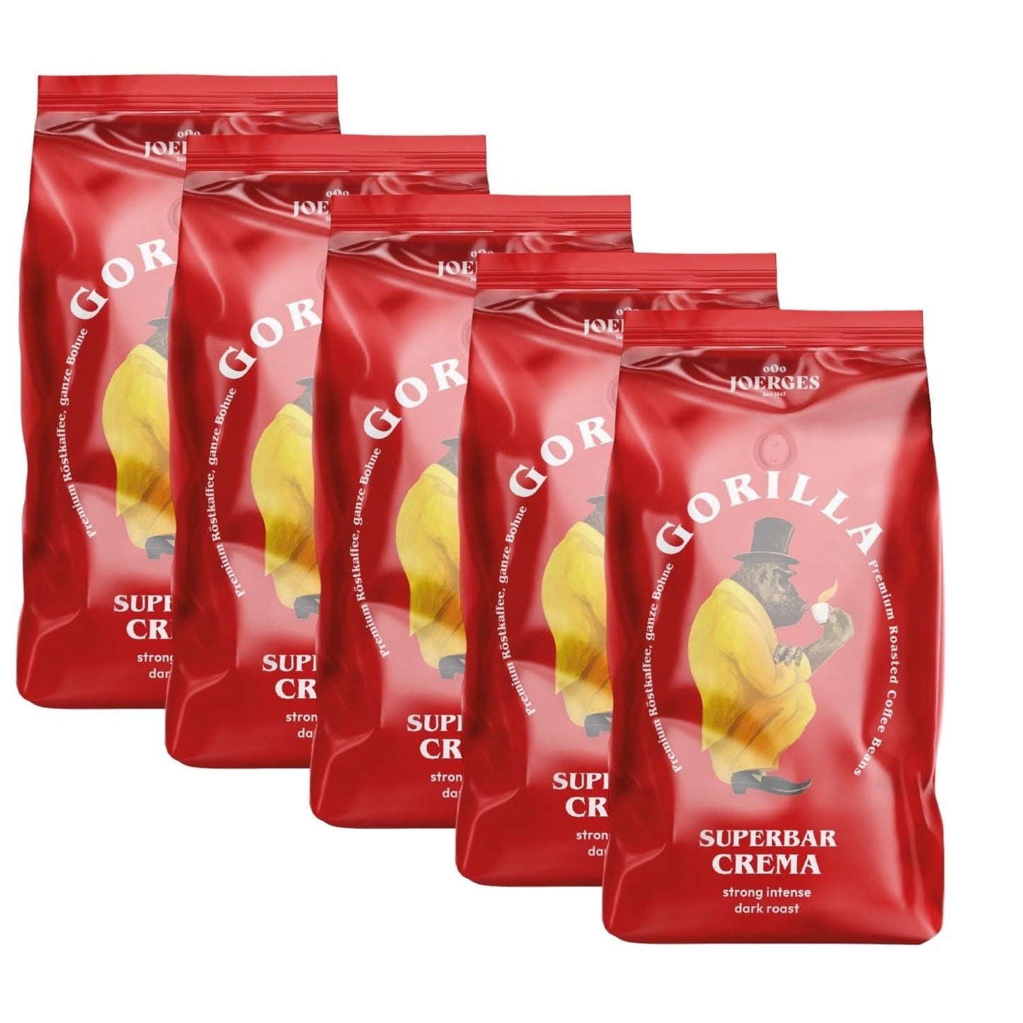 Joerges Espresso Gorilla Super Bar Crema di caffè in grani, confezione da 5 (5 x 1 kg)