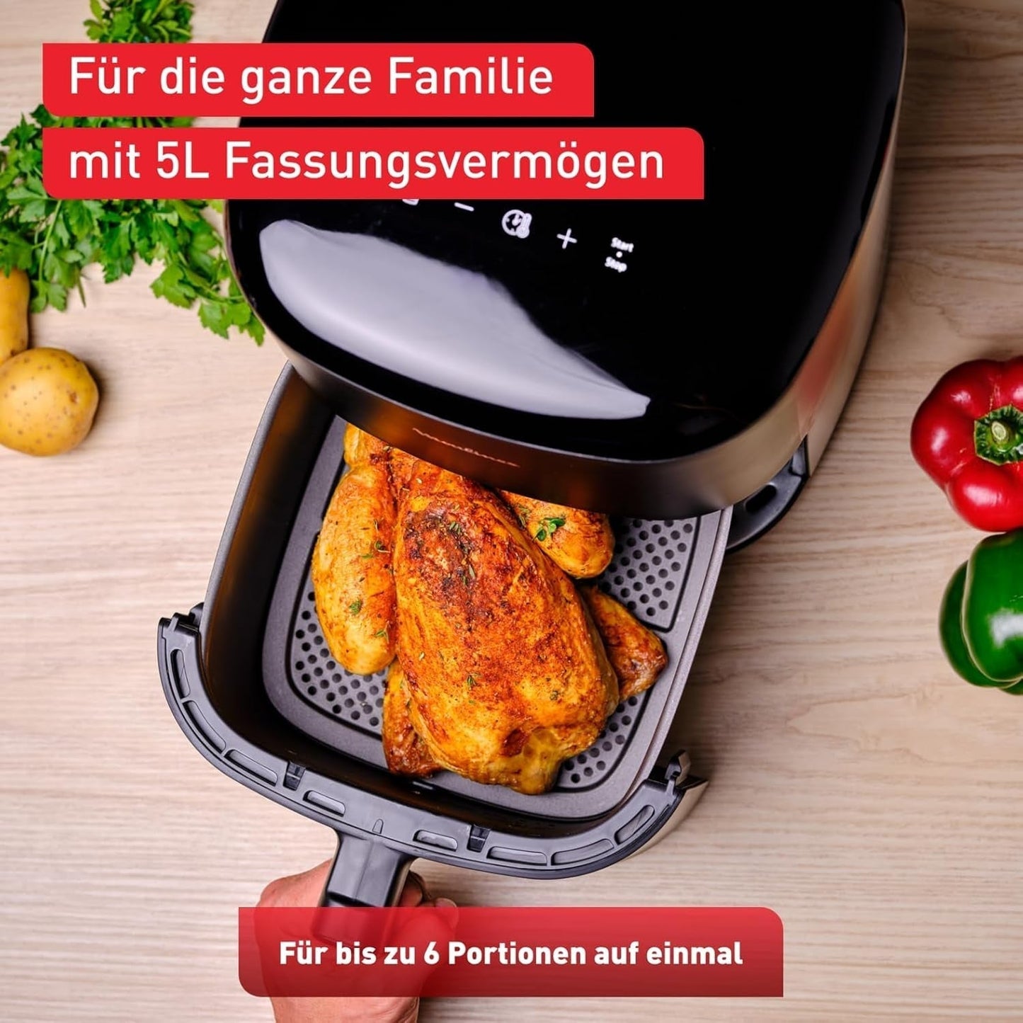 Tefal Easy Fry Max EY2458, 5 litri, Friggitrice ad aria calda, 10 programmi di cottura automatici, touch screen digitale Elettrodomestici Naty Shop