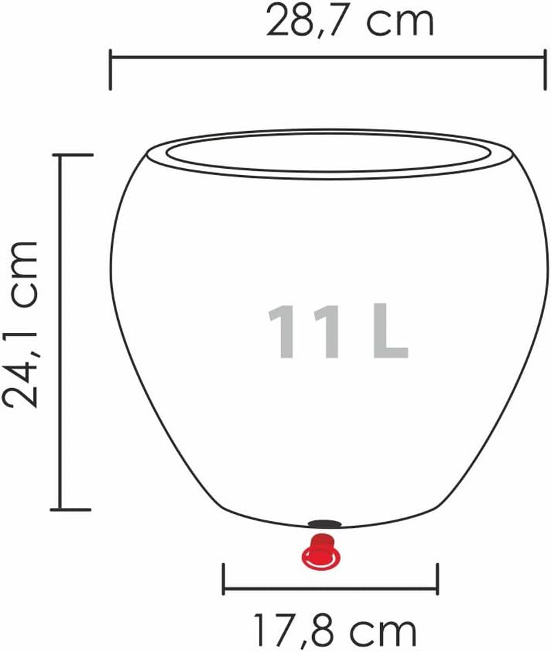 Scheurich Lineo, fioriera in plastica, granito nero, diametro 30 cm, altezza 24,1 cm, volume 11 l.