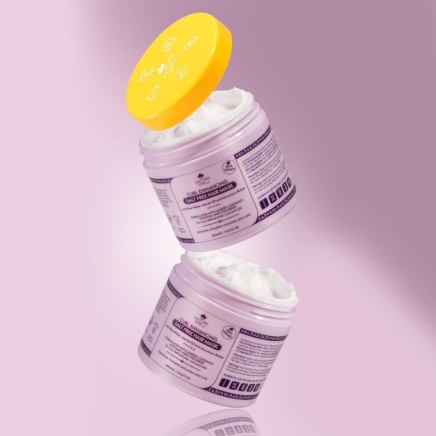 Maschera per Capelli Ricci di Nature Spell 400ml - Arricchita con Acqua di Riso e Semi di Lino, per Tutti i Tipi di Ricci, Senza Solfati Naty Shop Hair Mask