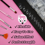 TRIXES 500 punte per unghie in gel, punte per unghie francesi, in acrilico trasparente, per manicure fai-da-te, 10 modelli diversi